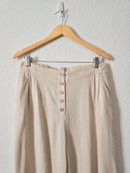 Linen Blend Wide Leg Pants (L)