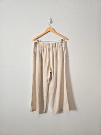 Linen Blend Wide Leg Pants (L)