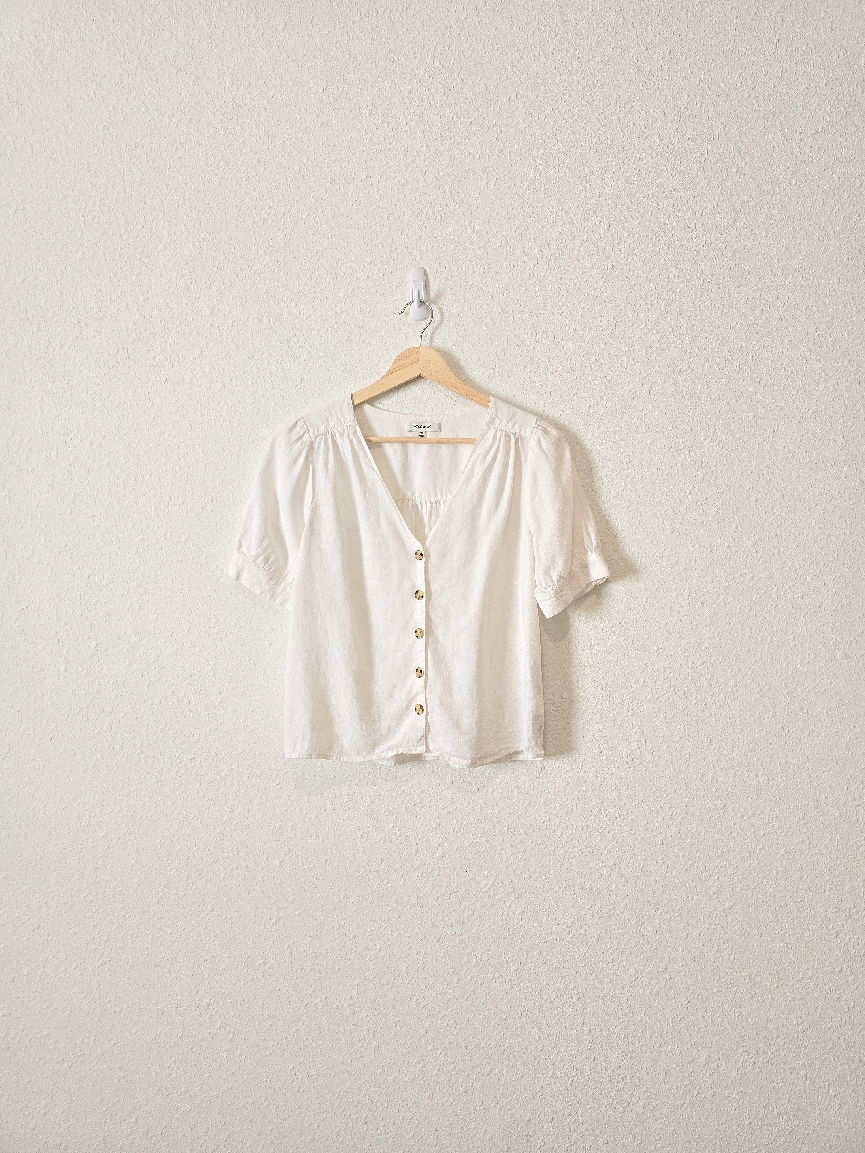 Madewell White Linen Blend Top (XS)