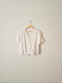 Madewell White Linen Blend Top (XS)