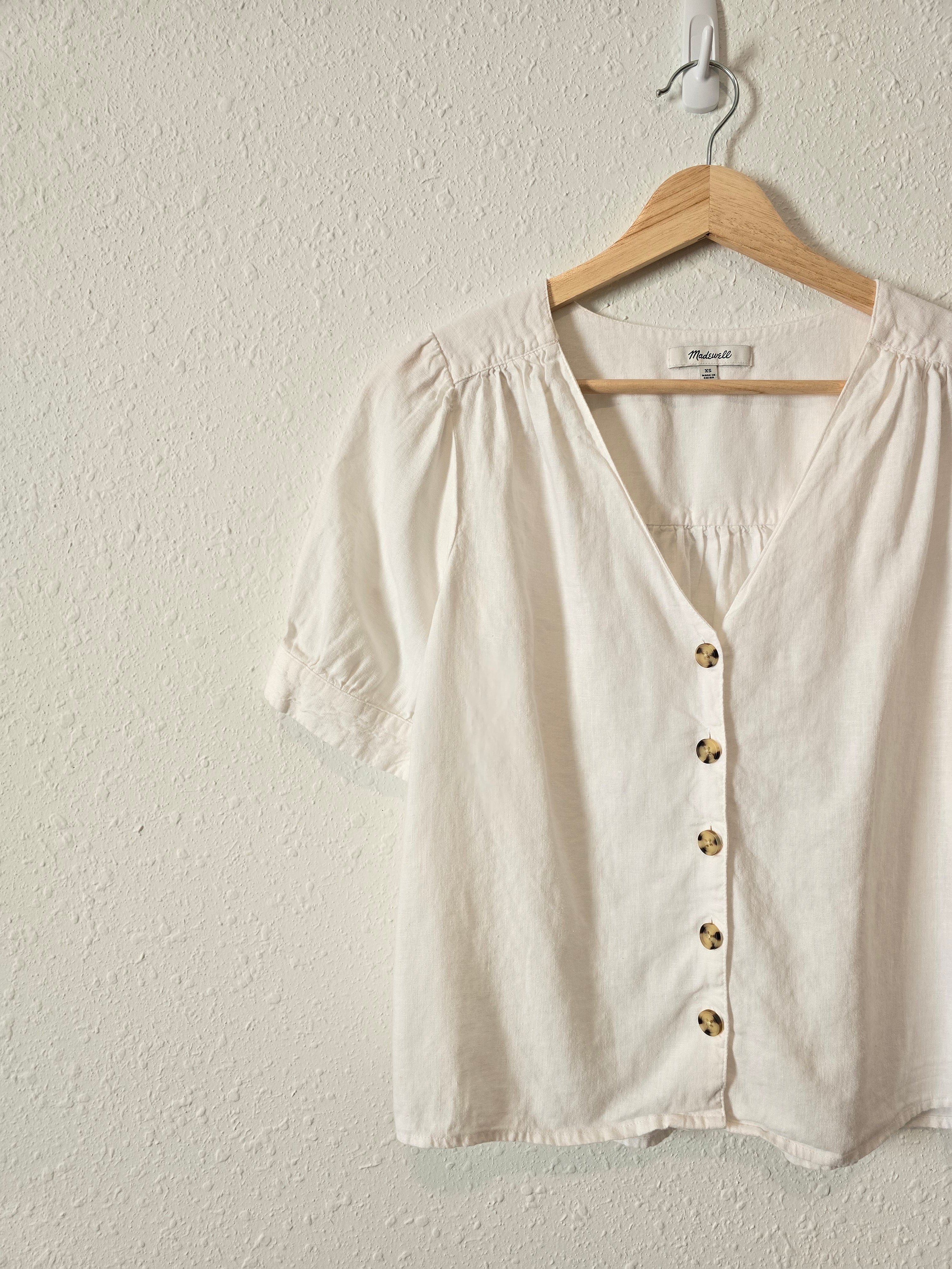 Madewell White Linen Blend Top (XS)