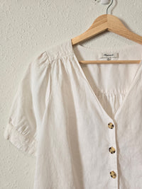 Madewell White Linen Blend Top (XS)