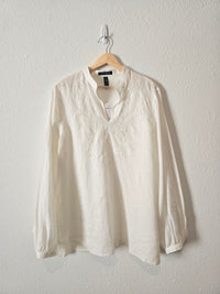 NEW Floral Embroidered Linen Top (XL)