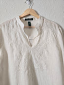 NEW Floral Embroidered Linen Top (XL)