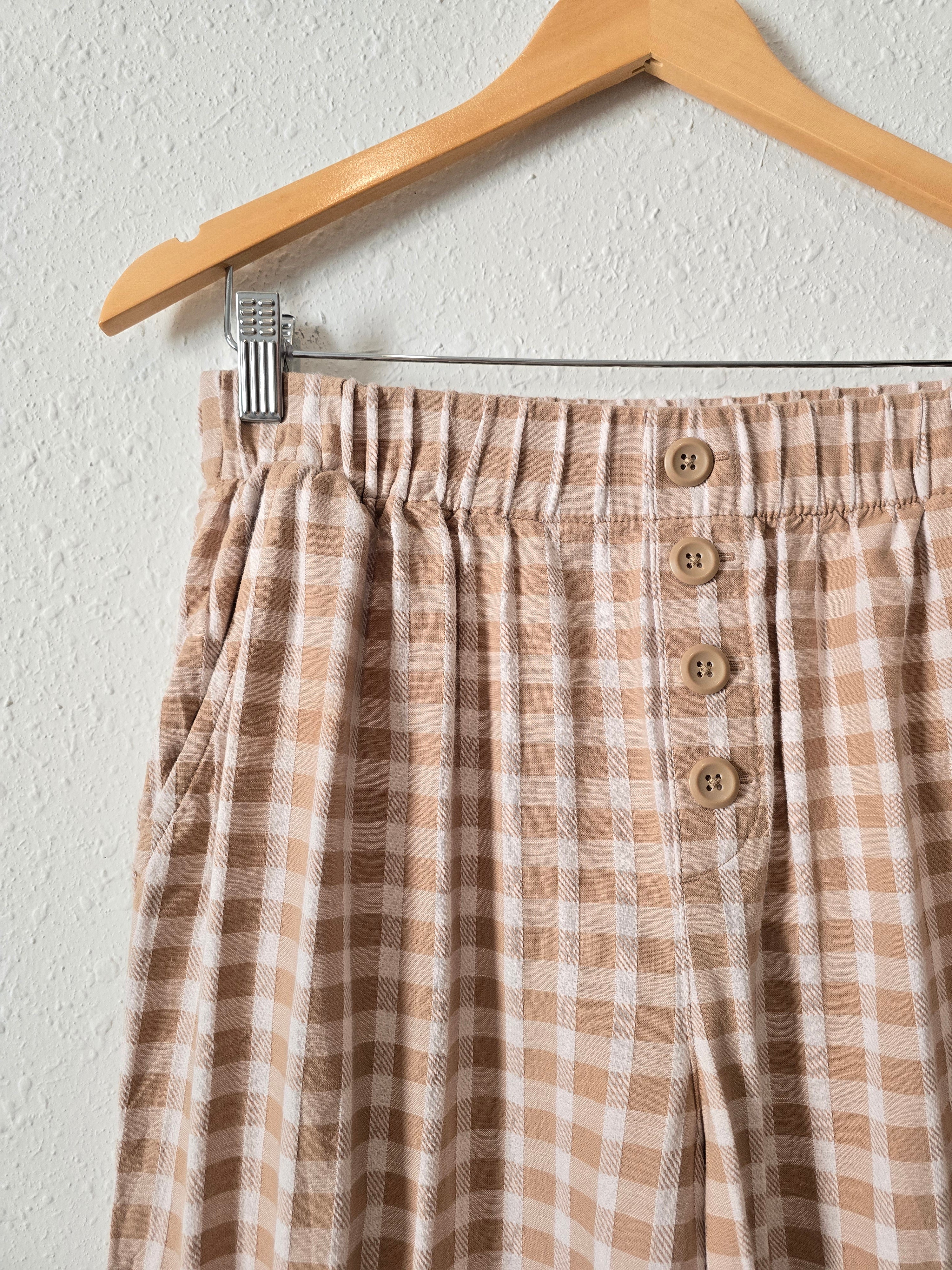 Loft Gingham Straight Pants (M)