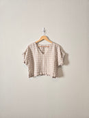 Checkered Linen Boxy Top (M/L)