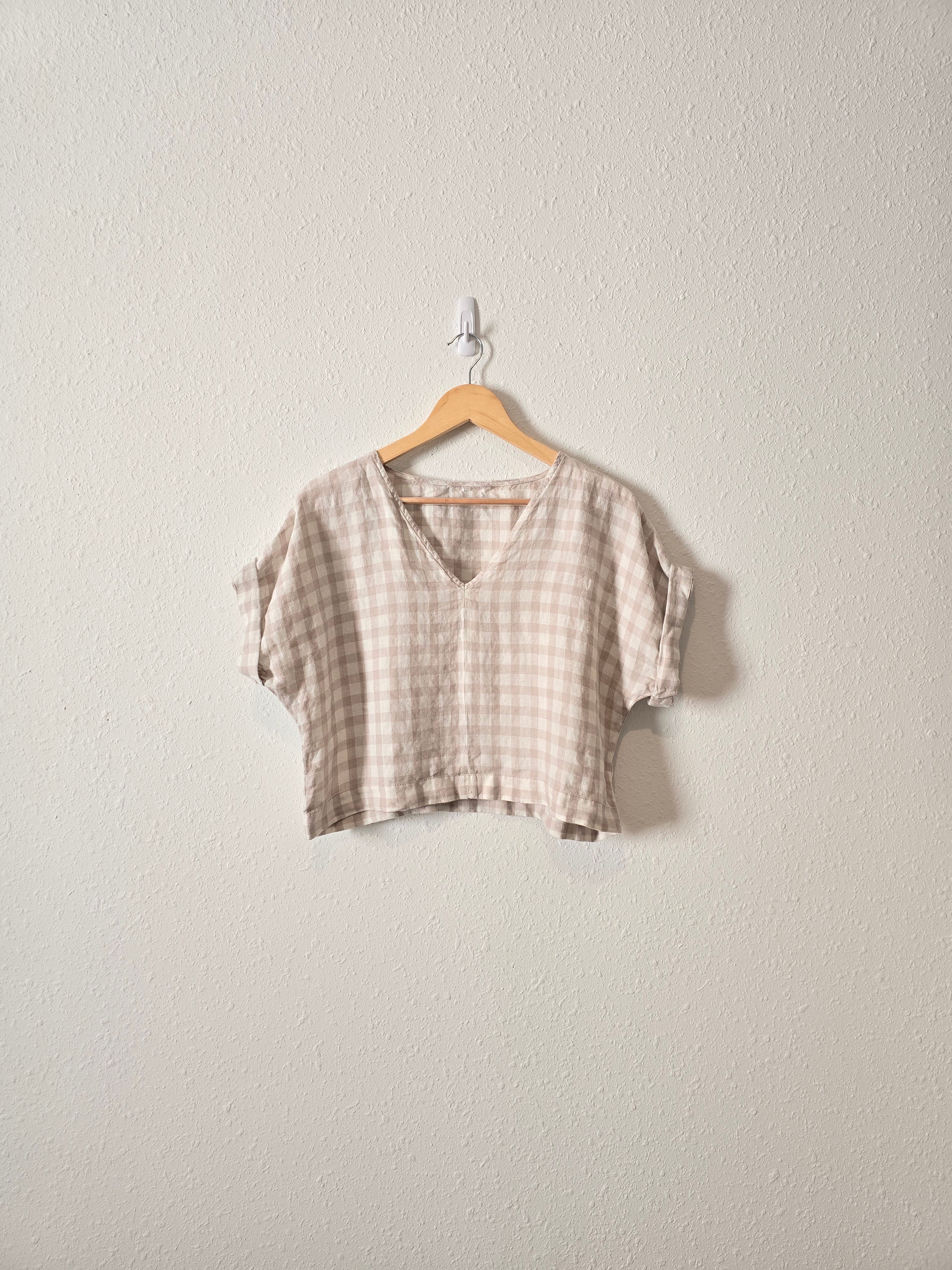 Checkered Linen Boxy Top (M/L)