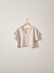 Checkered Linen Boxy Top (M/L)