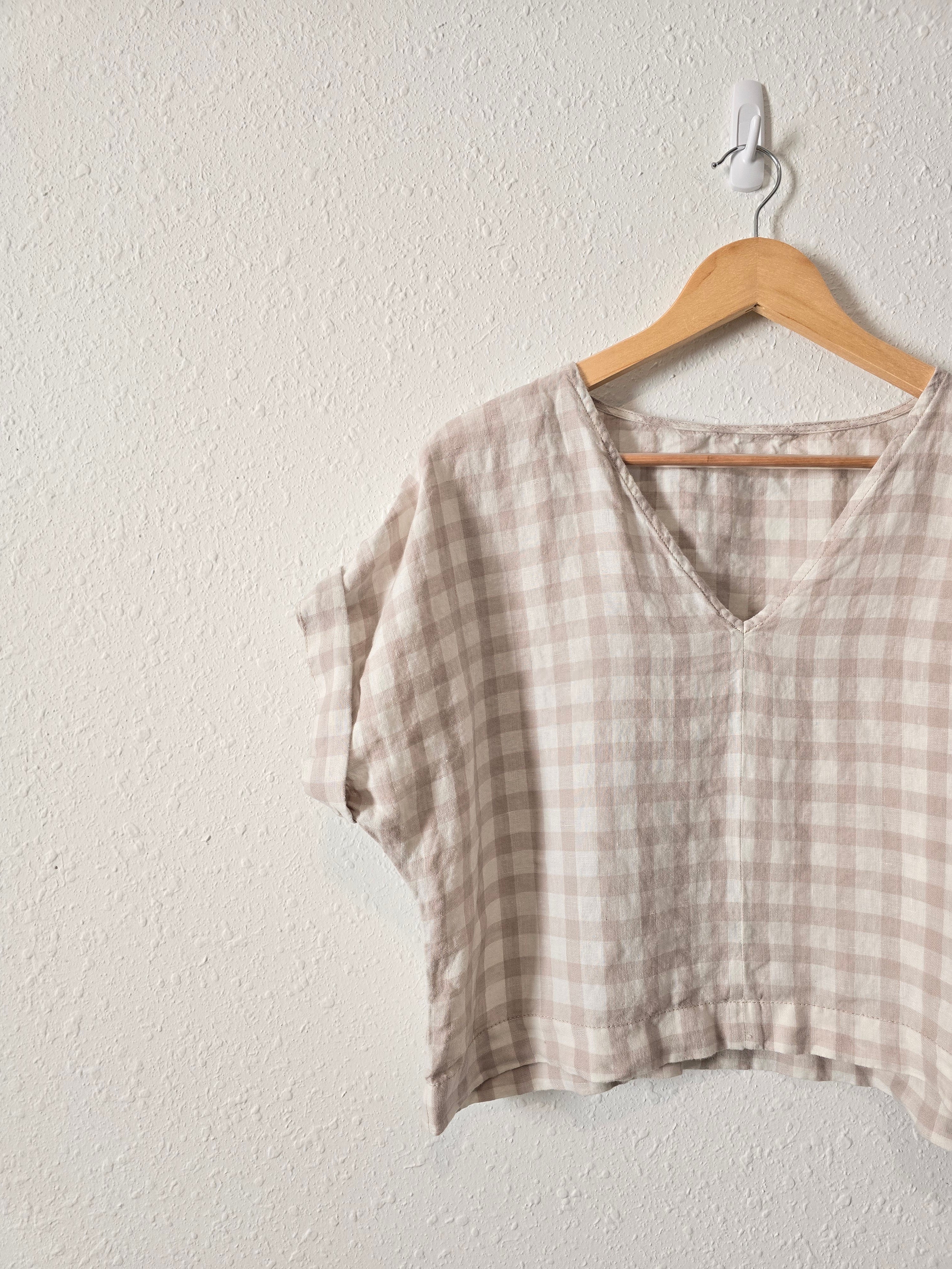 Checkered Linen Boxy Top (M/L)