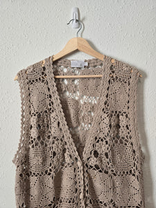 Vintage Floral Crochet Knit Top (XL)