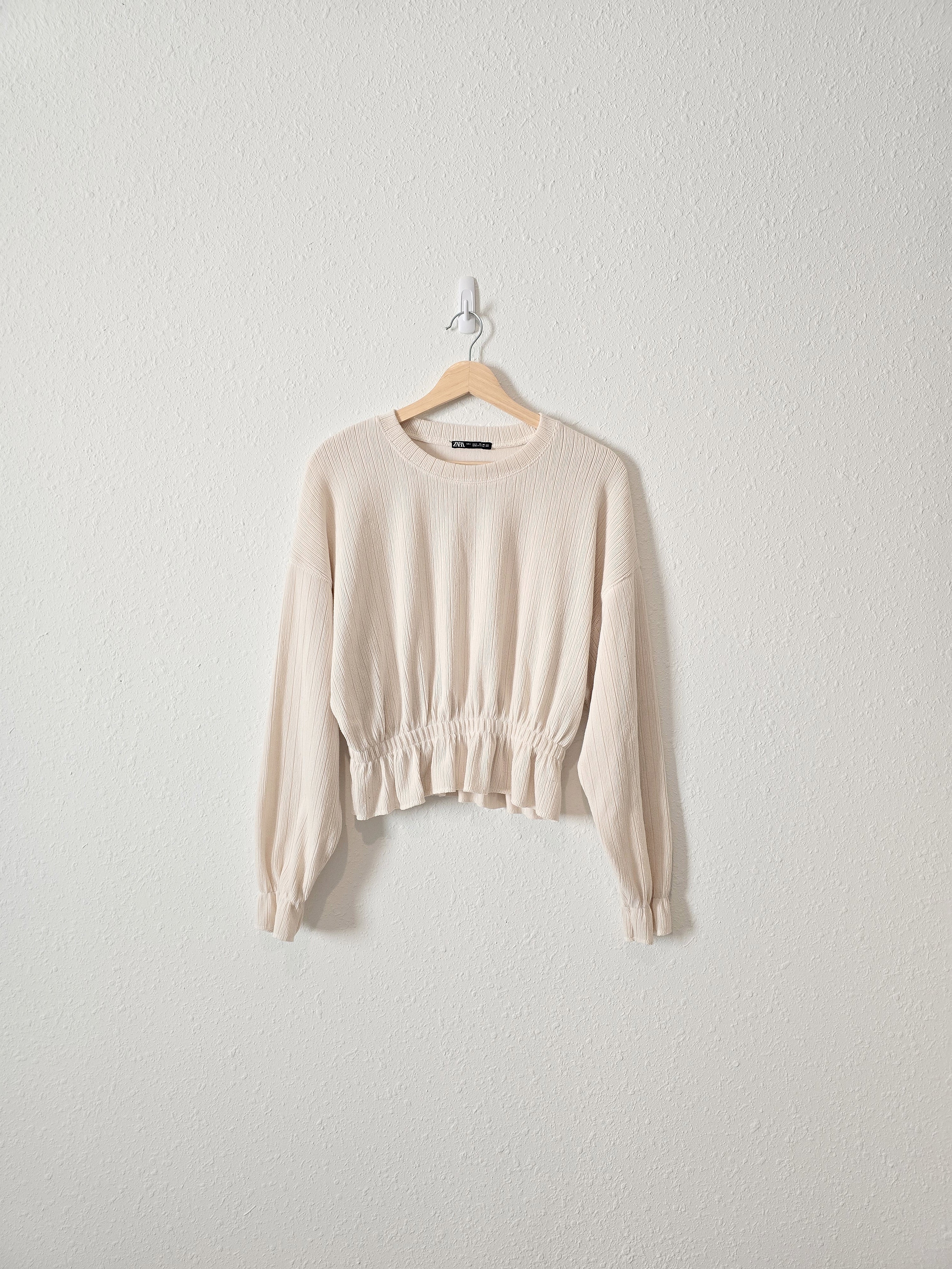 Zara Cream Ribbed Top (S)