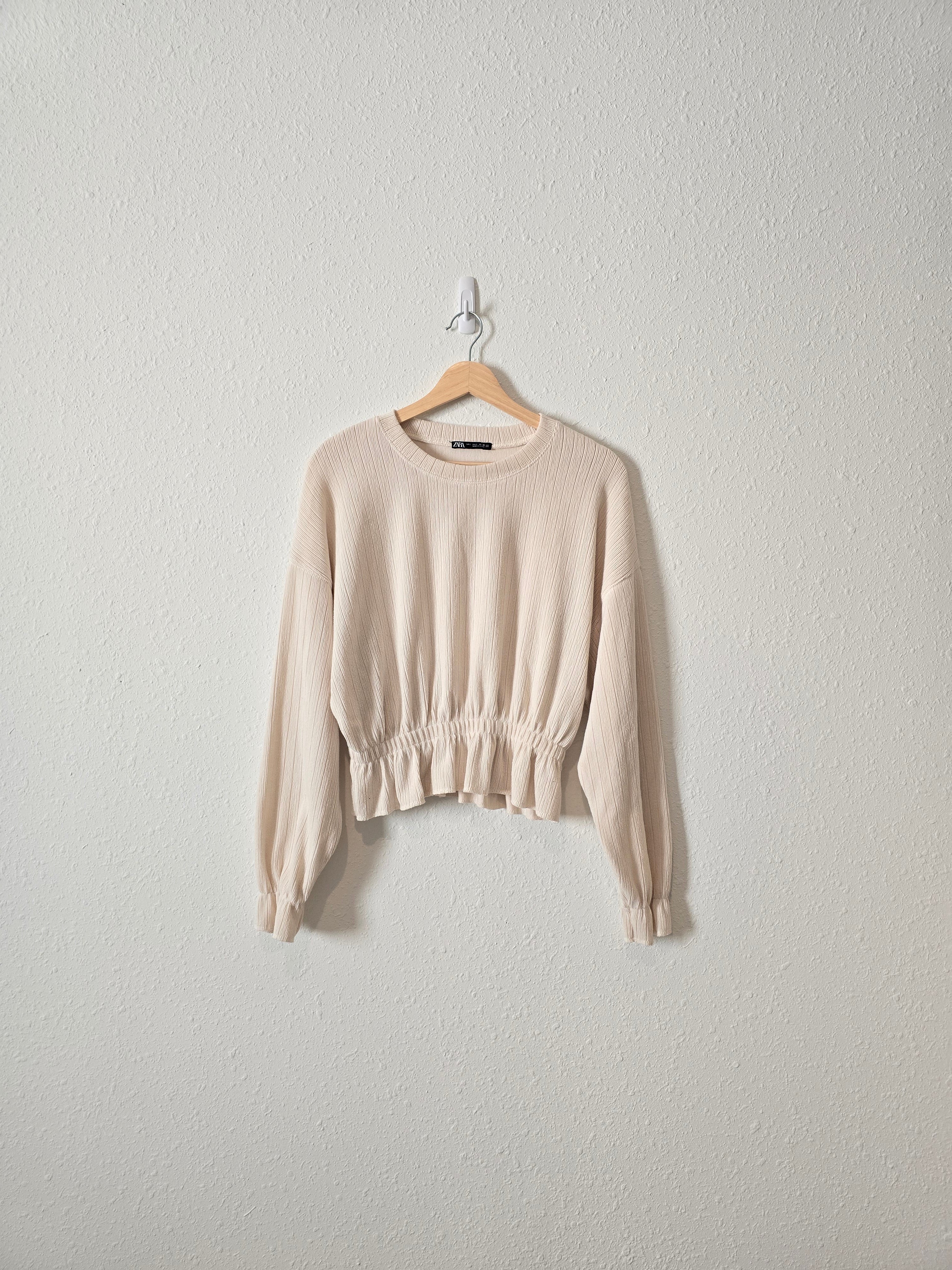 Zara Cream Ribbed Top (S)