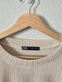 Zara Cream Ribbed Top (S)