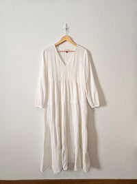 White Cotton Gauze Maxi Dress (L)