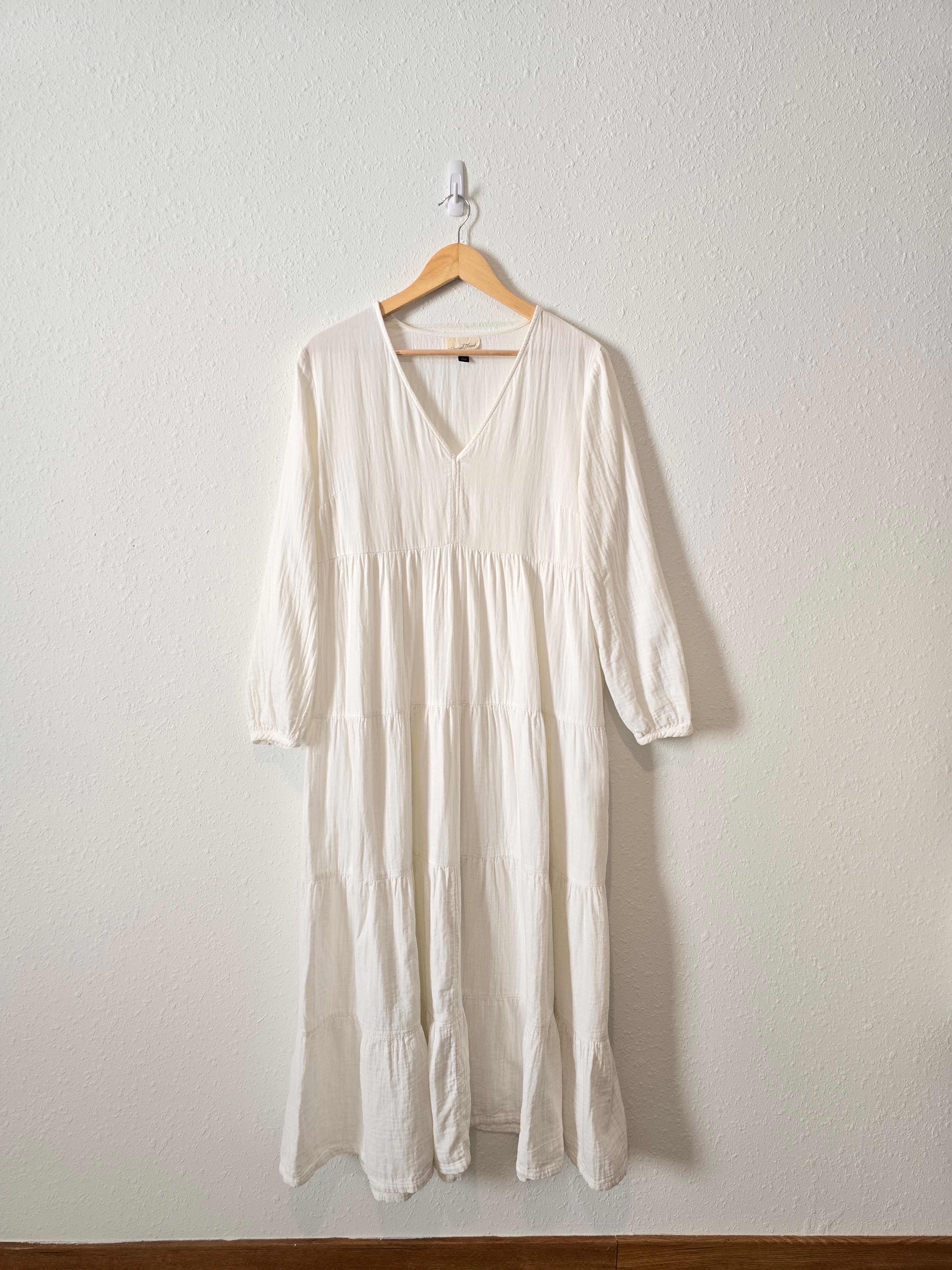 White Cotton Gauze Maxi Dress (L)