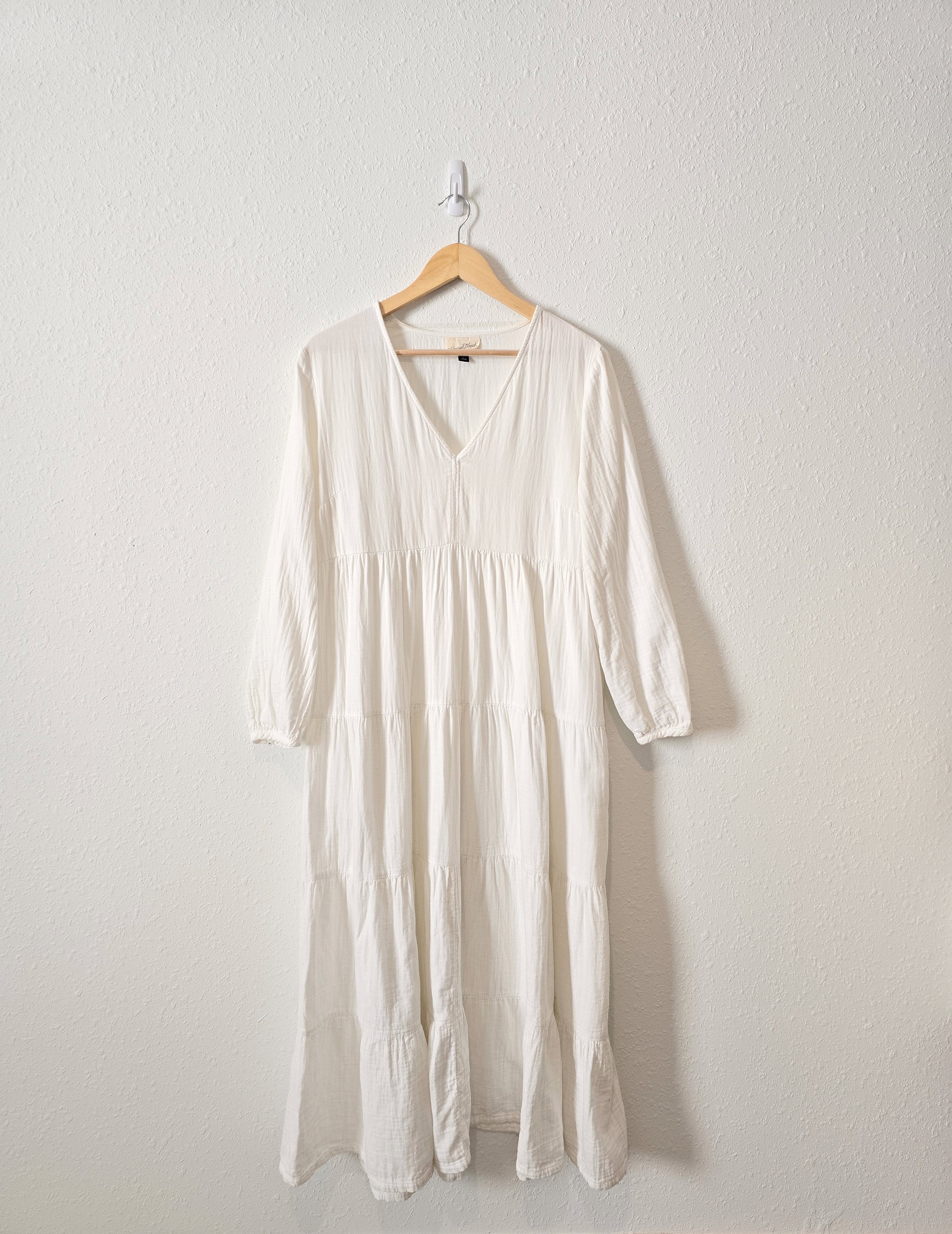 White Cotton Gauze Maxi Dress (L)