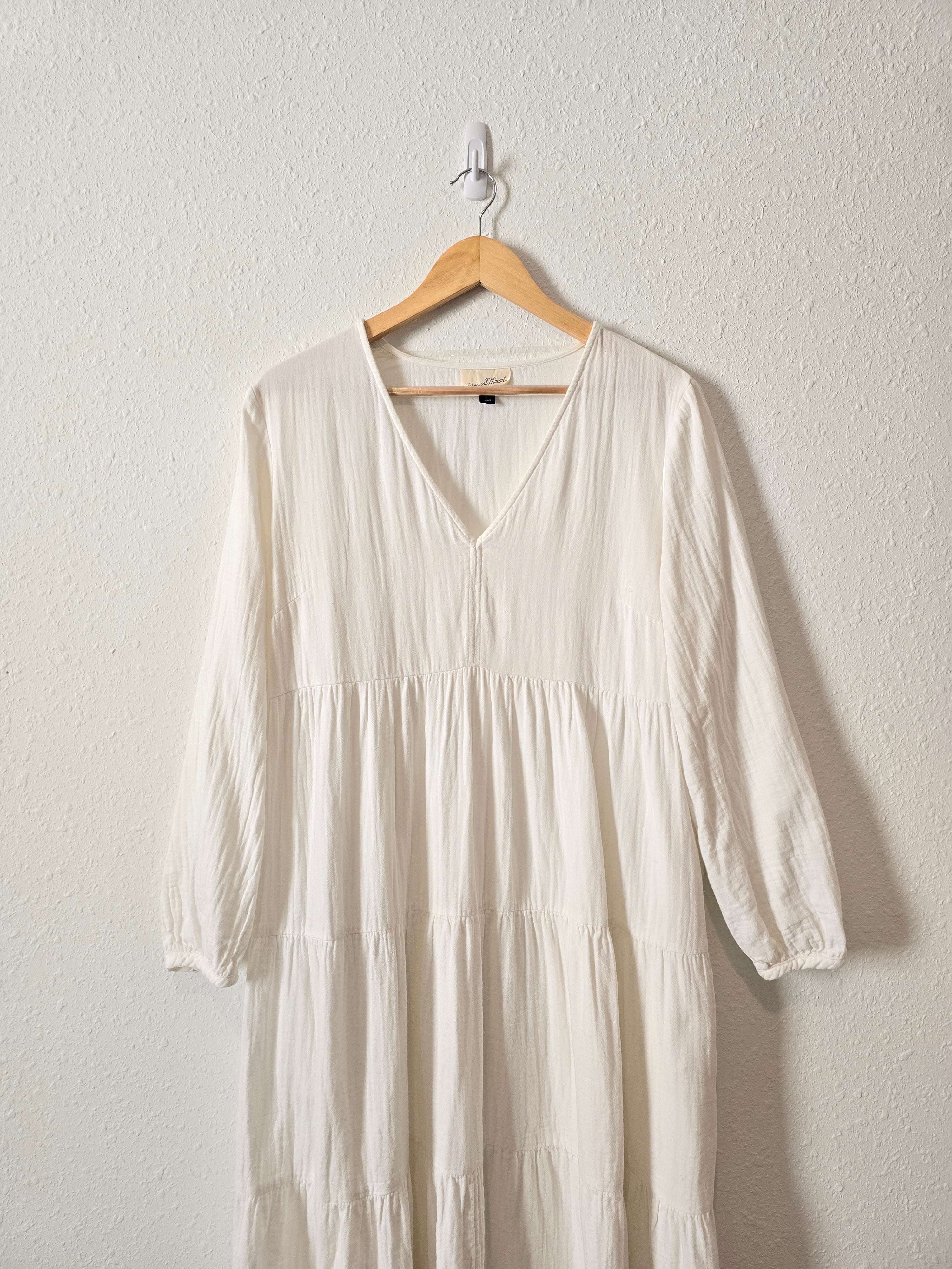 White Cotton Gauze Maxi Dress (L)