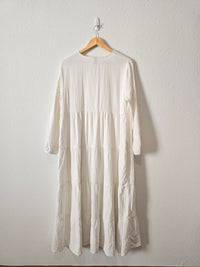 White Cotton Gauze Maxi Dress (L)