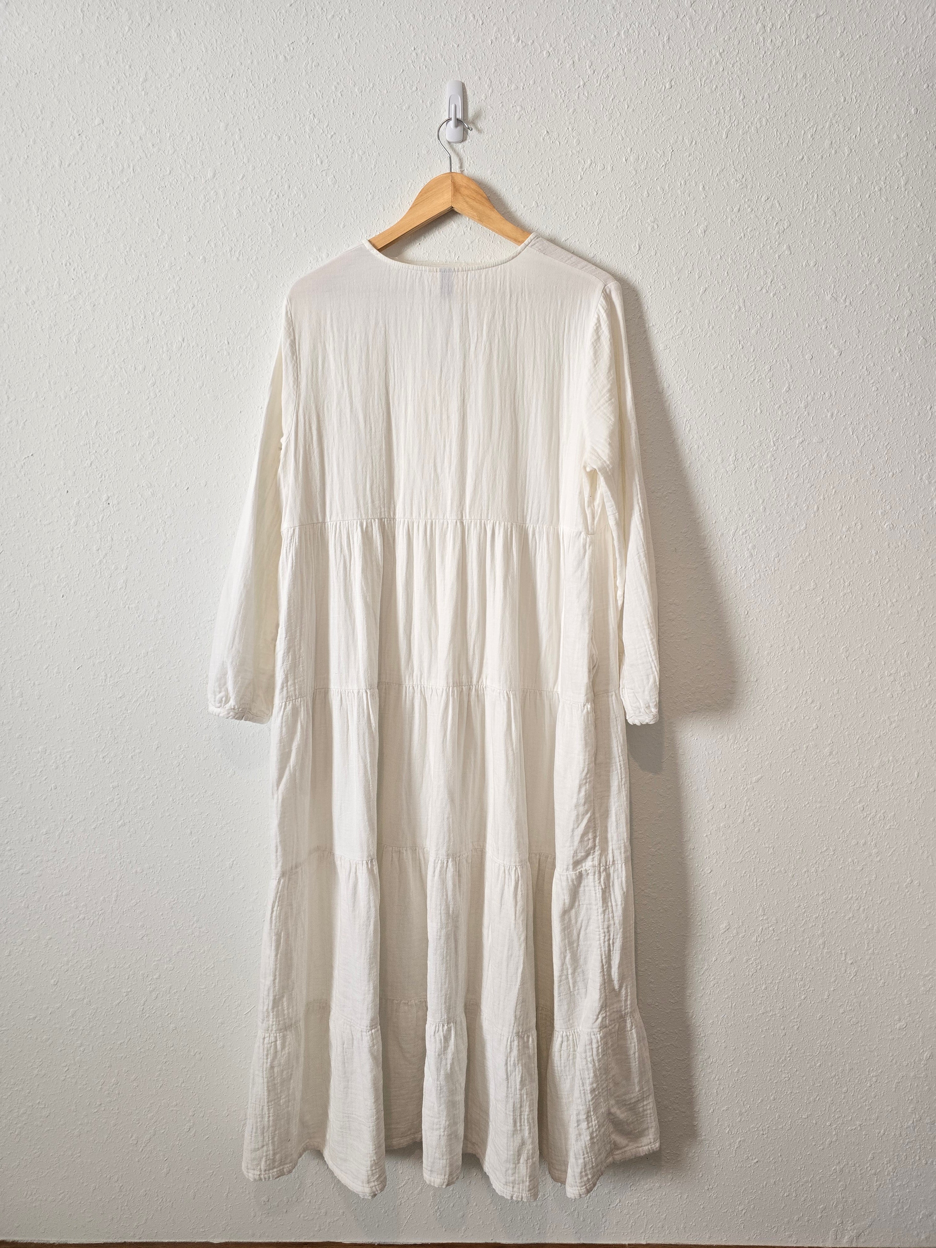 White Cotton Gauze Maxi Dress (L)