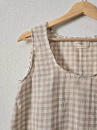 Neutral Gingham Linen Tank (XXS/XS)