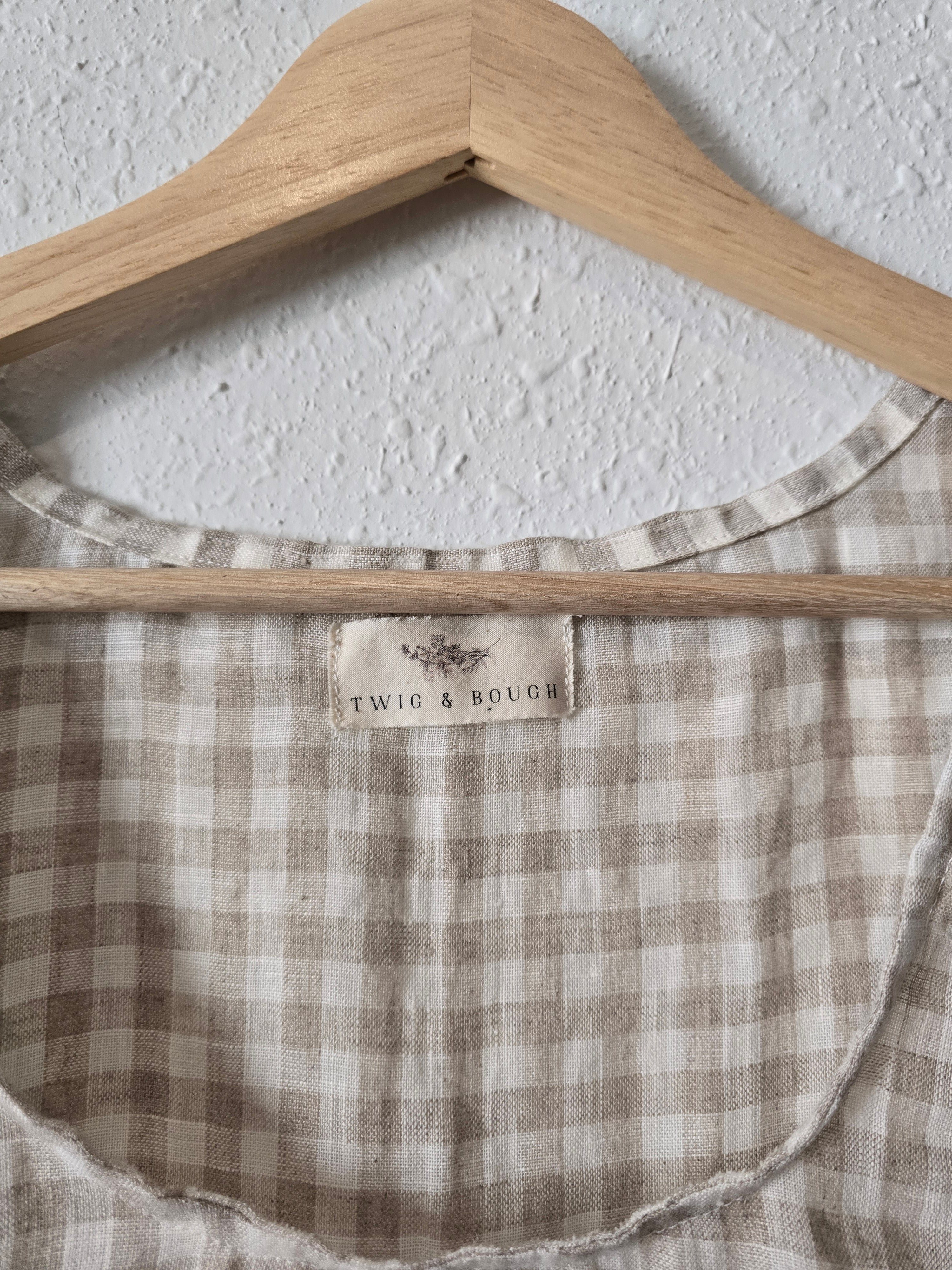 Neutral Gingham Linen Tank (XXS/XS)