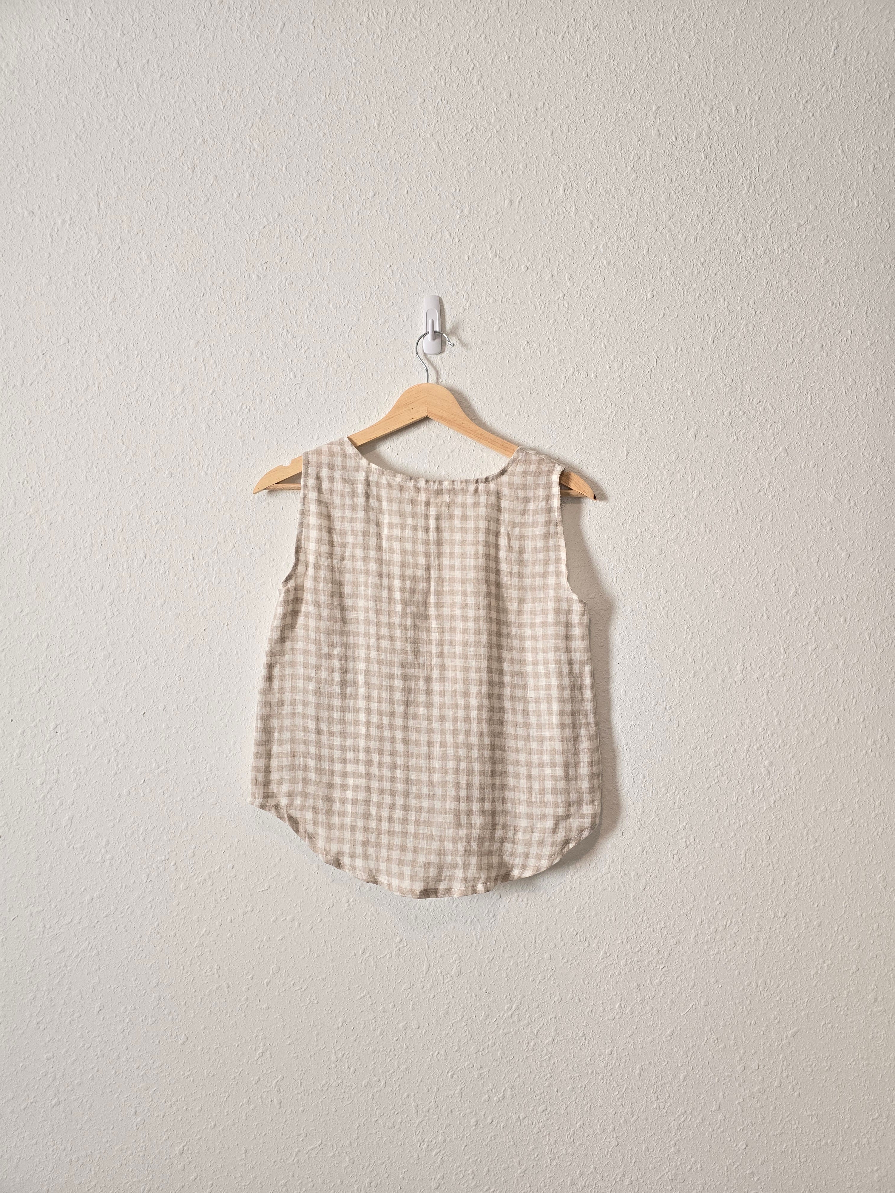 Neutral Gingham Linen Tank (XXS/XS)