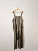 Olive Wide Leg Linen Jumpsuit (S)