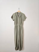 Green Button Up Relaxed Jumpsuit (S)