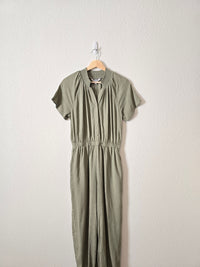 Green Button Up Relaxed Jumpsuit (S)