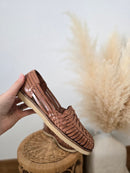 Brown Handwoven Leather Flats (7.5)