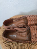 Brown Handwoven Leather Flats (7.5)