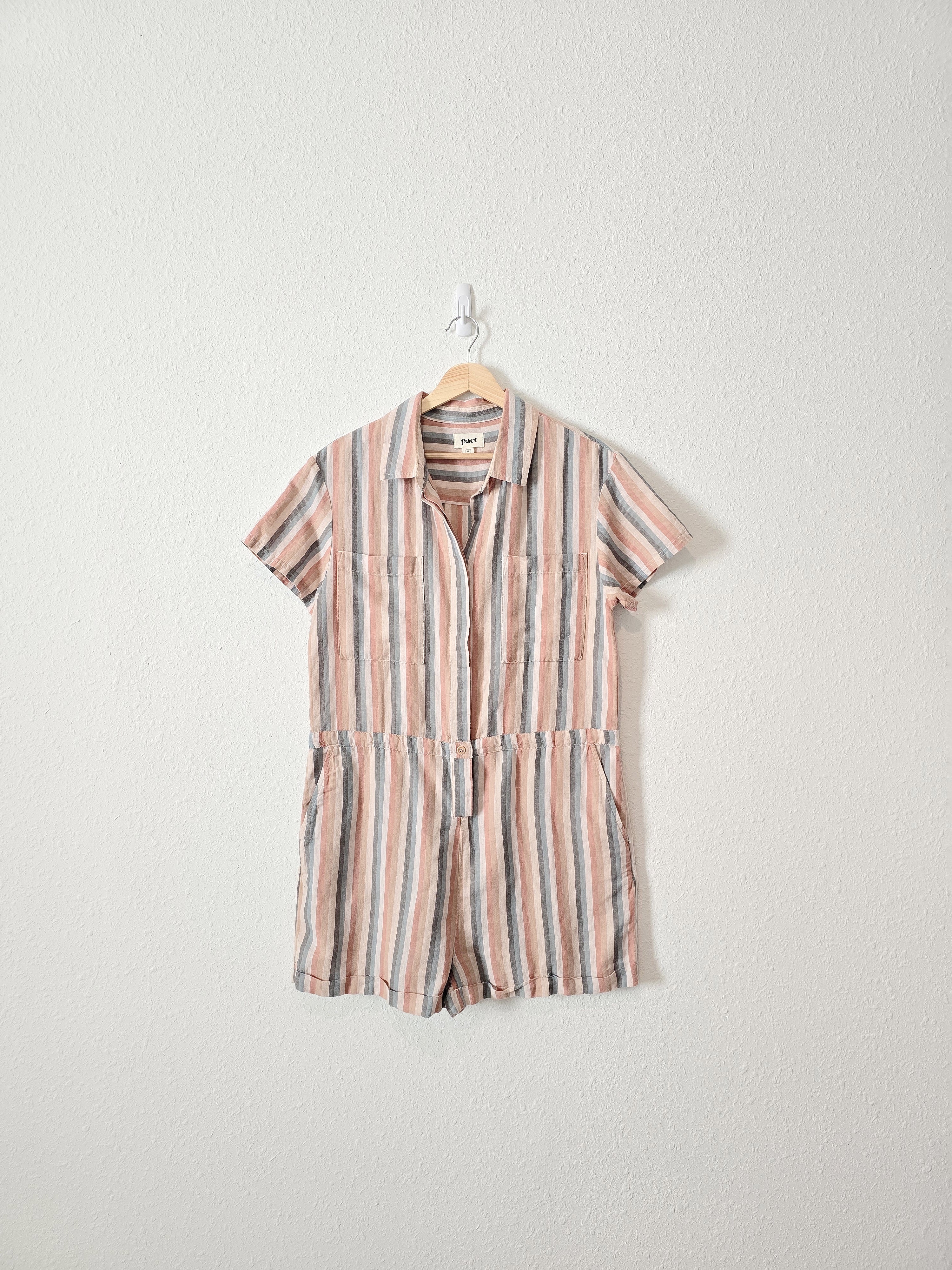 Pact Colorful Striped Romper (M)