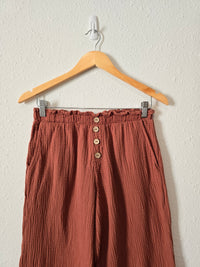 Terracotta Cotton Gauze Pants (M)