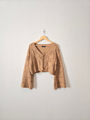 Brown Tie Front Knit Sweater (1X)