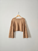 Brown Tie Front Knit Sweater (1X)