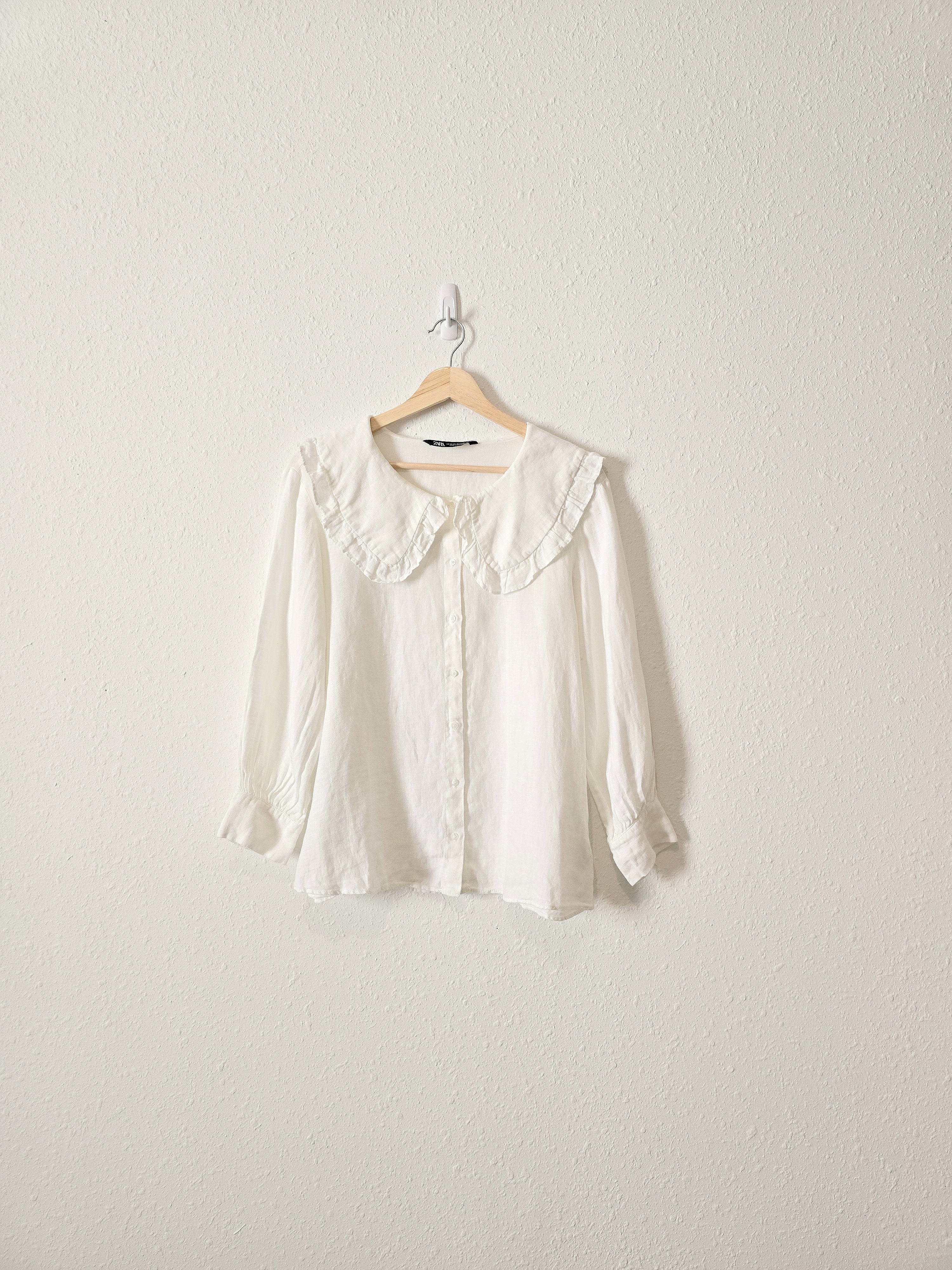 Zara White Linen Button Up (XS)