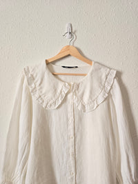 Zara White Linen Button Up (XS)