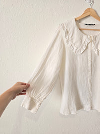 Zara White Linen Button Up (XS)