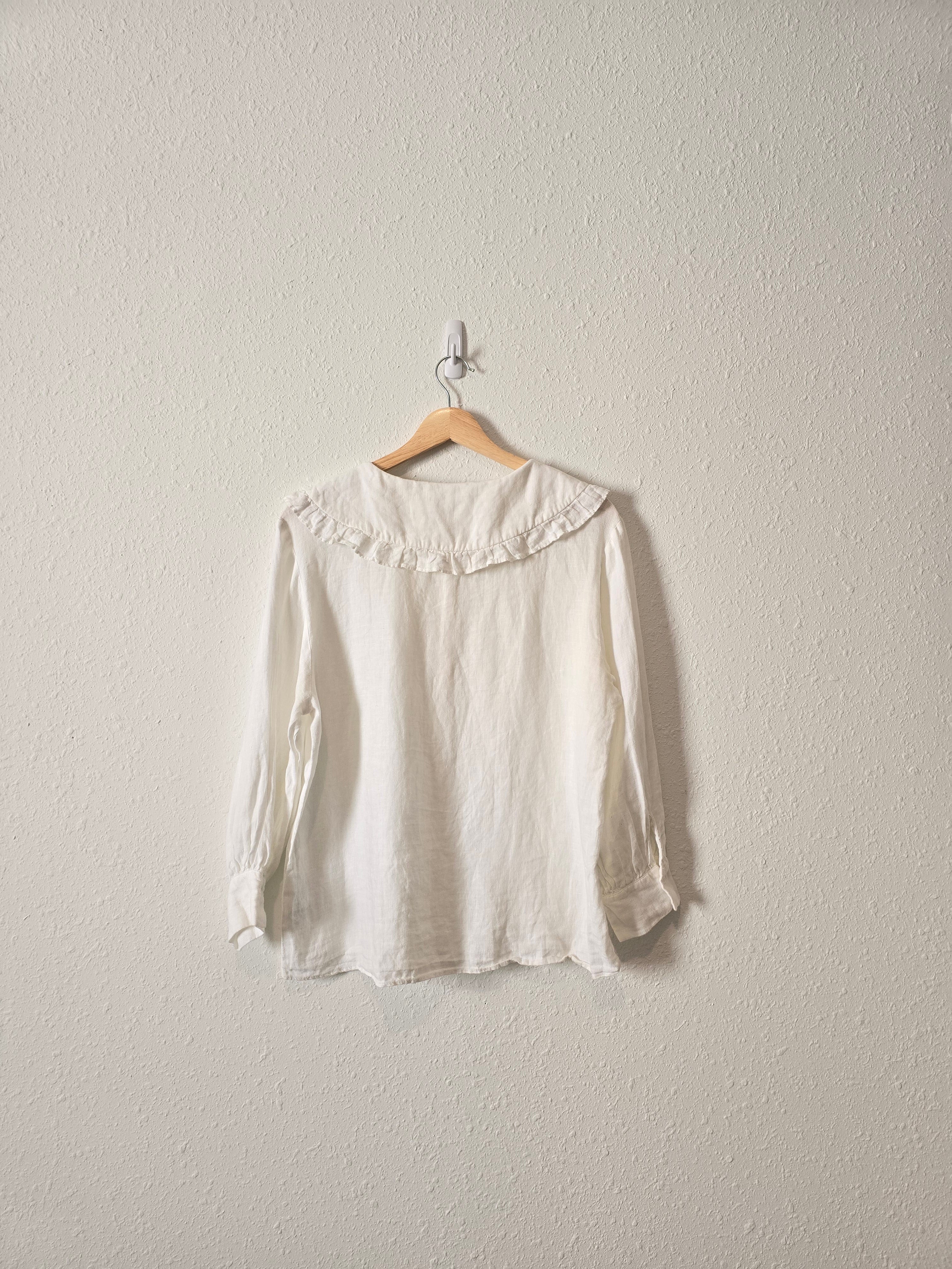 Zara White Linen Button Up (XS)