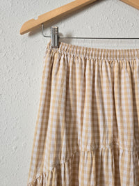 Gingham Cotton Tiered Skirt (S)