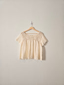 Cream Floral Eyelet Top (L)