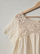 Cream Floral Eyelet Top (L)