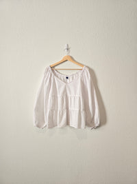 NEW White Tiered Babydoll Top (L)