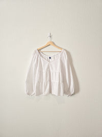 NEW White Tiered Babydoll Top (L)