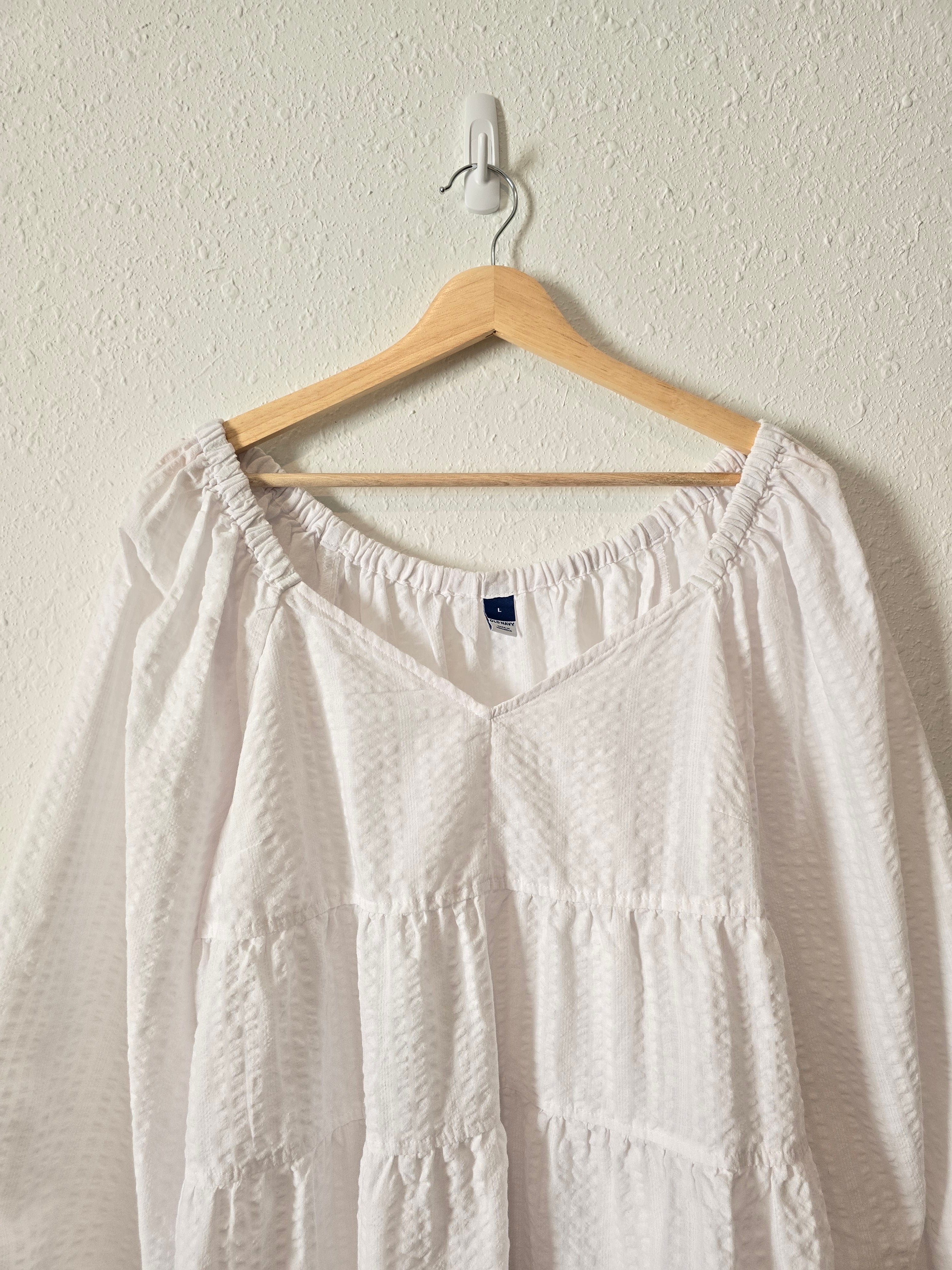 NEW White Tiered Babydoll Top (L)