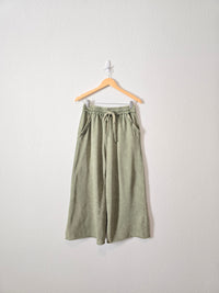 Green Wide Leg Crop Pants (M)