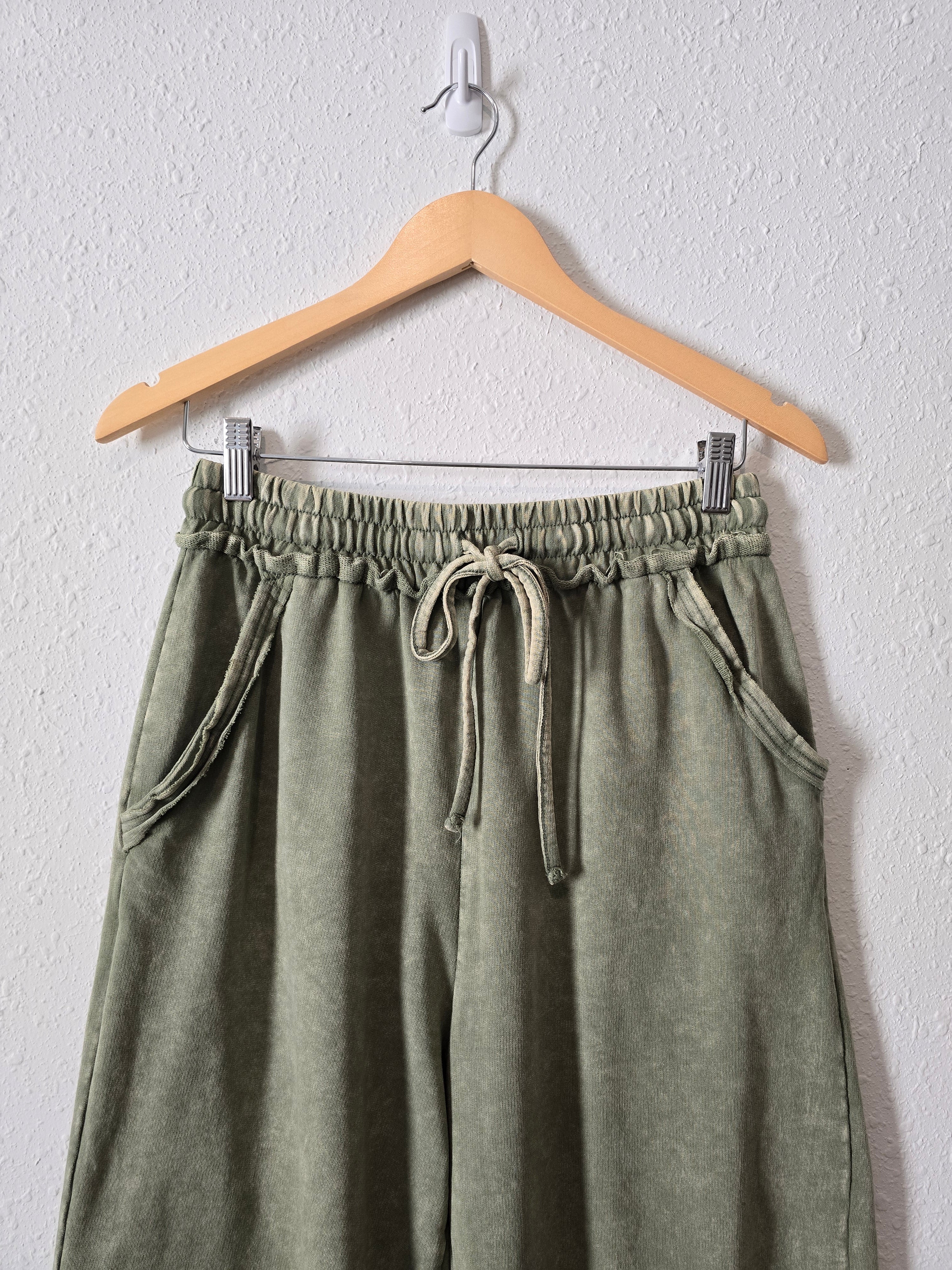 Green Wide Leg Crop Pants (M)