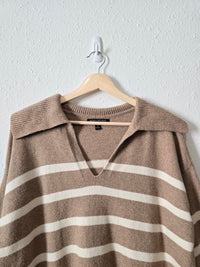 Brown Striped Collared Sweater (M)