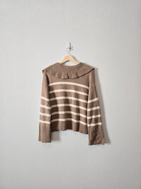 Brown Striped Collared Sweater (M)