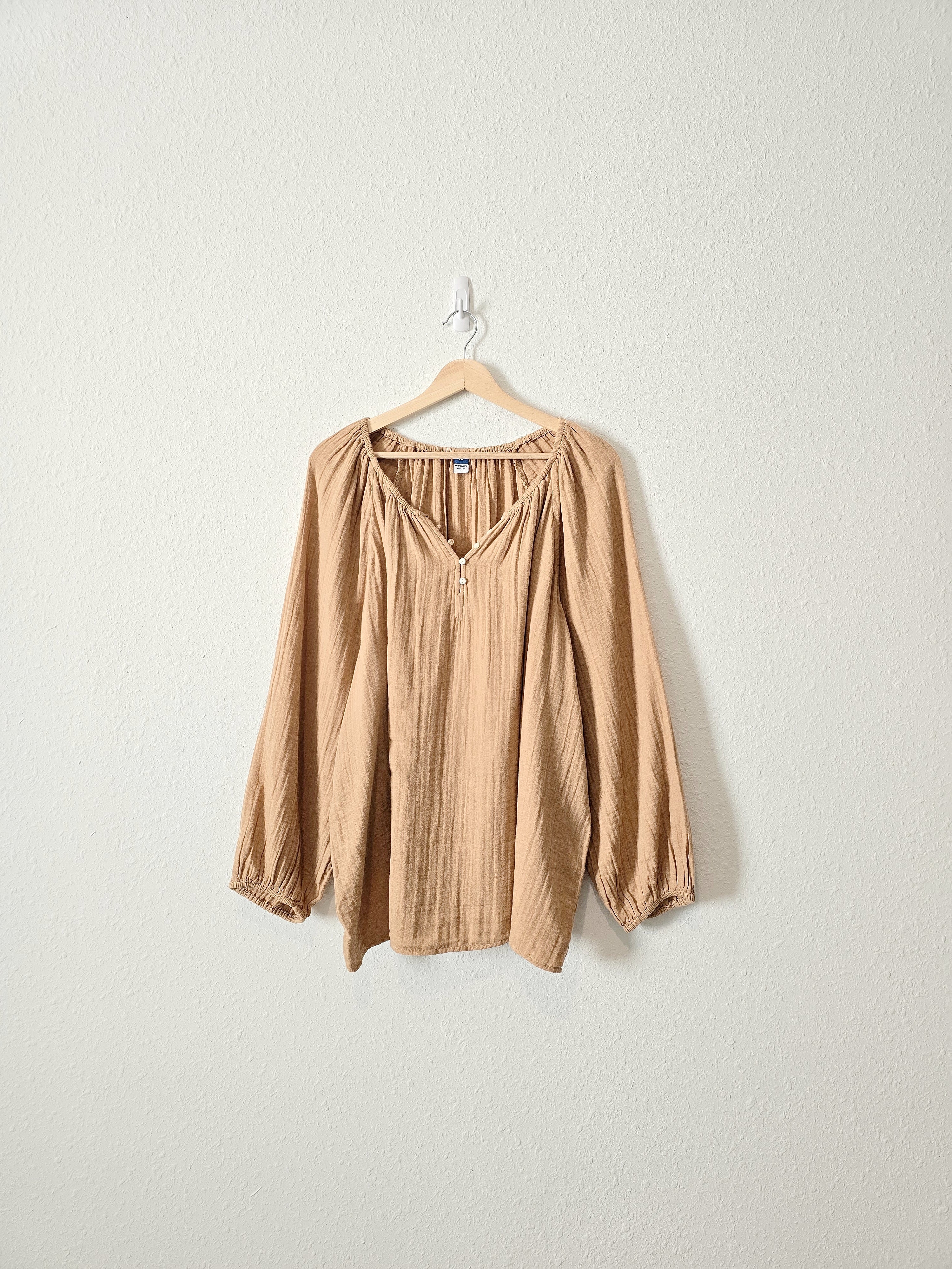 Camel Cotton Gauze Top (XXL)